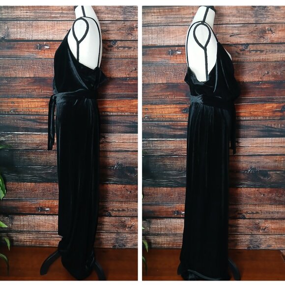 NWT DB Studio Jumpsuit Plus Size 20 Black Velvet Belted David's Bridal - Picture 4 of 10